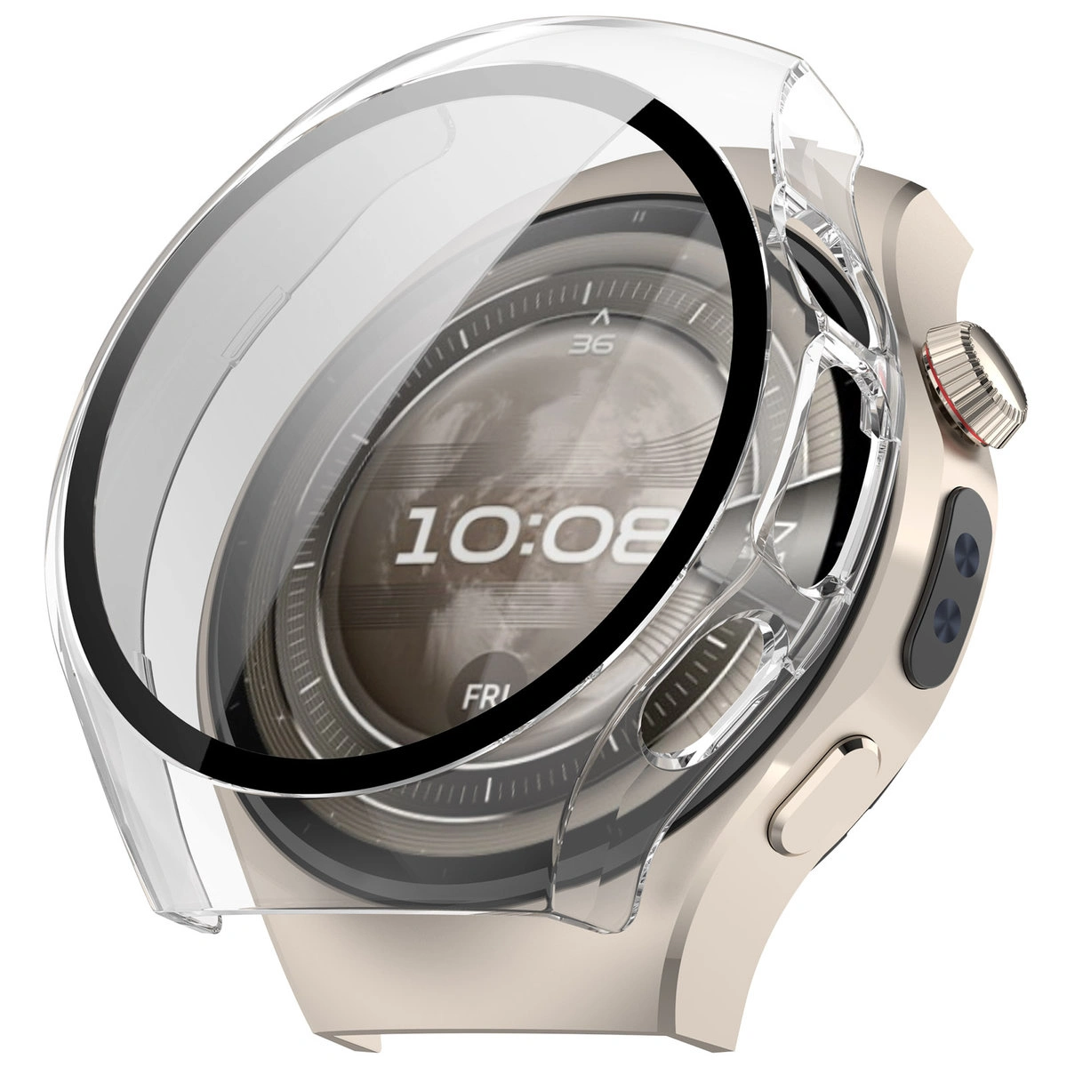 Wizualizacja nakładania etui Bizon Case Watch Adamo do Huawei Watch 5 46 mm